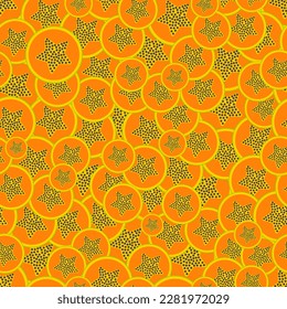 Exotic fruit seamless pattern with orange papaya.