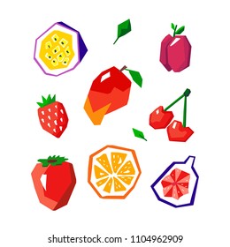 Exotic fruit set. Stylized geometric design