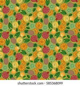 Exotic fruits. Background, wallpaper, seamless. Sketch