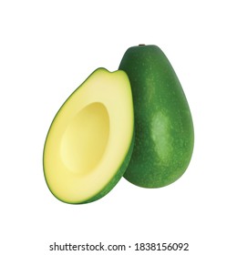 Exotic fruits big set realistic composition with images of whole avocado fruit with slice vector illustration