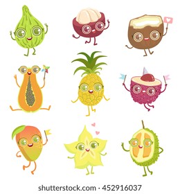 Exotic Fruits Girly Cartoon Characters Set