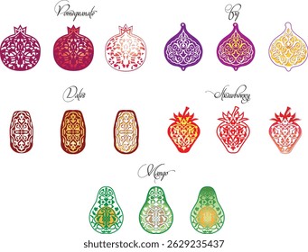 exotic fruits with ornaments pattern