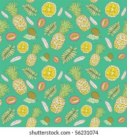 exotic fruits pattern with pineapple