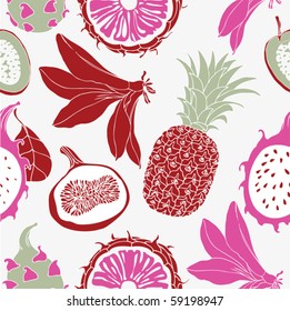  exotic fruits seamless pattern