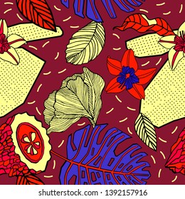 Exotic fruits seamless pattern design