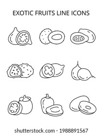 Exotic fruits. set of vector icons in flat style