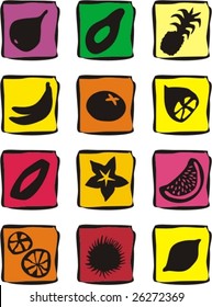 Exotic fruits vector icon set