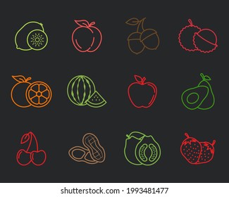 exotic fruits, vegetarian set icon symbol template for graphic and web design collection logo vector illustration