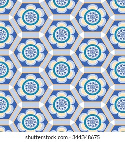 Exotic geometric Patterned geometric blue. Colorful illustrations with Swatch.