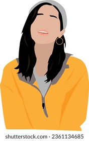 exotic girl wearing hoodie and beanie hat vector. Use this vector or icon for your profile or for other things