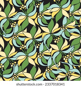exotic green flowers seamless pattern.