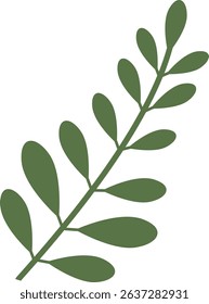 Exotic Green Tropical Leaves Illustration in Flat Design. Vector Element