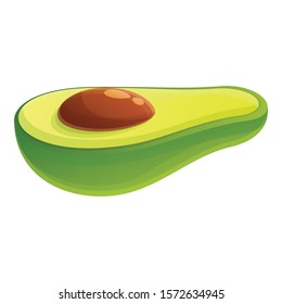 Exotic half avocado icon. Cartoon of exotic half avocado vector icon for web design isolated on white background