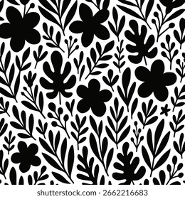 Flores dibujadas a mano exóticas, patrón con flores para tela, textiles, ropa, papel de regalo, cubierta, Anuncio, decoración del hogar, fondo abstracto. Ilustración vectorial.
