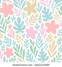 Exotic hand drawn flowers, pattern with floral for fabric, textiles, clothing, wrapping paper, cover, banner, home decor, abstract background. Vector illustration.
