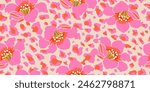 Exotic hand drawn flowers print, seamless patterns with floral and leopard for fabric, textiles, clothing, poster, cover, banner, wall art, home decor, abstract backgrounds.