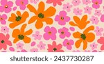 Exotic hand drawn flowers, seamless patterns with floral for fabric, textiles, clothing, wrapping paper, cover, banner, home decor, abstract backgrounds.