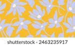 Exotic hand drawn flowers, seamless patterns with floral for fabric, textiles, clothing, wrapping paper, cover, banner, home decor, abstract backgrounds.