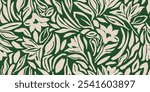 Exotic hand drawn flowers, seamless patterns with floral for fabric, textiles, clothing, wrapping paper, cover, banner, home decor, abstract backgrounds. Vector illustration.