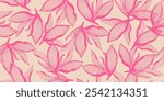 Exotic hand drawn flowers, seamless patterns with floral for fabric, textiles, clothing, wrapping paper, cover, banner, home decor, abstract backgrounds. Vector illustration.