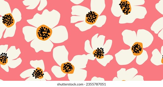 Exotic hand drawn flowers, seamless patterns with floral for fabric, textiles, clothing, wrapping paper, cover, banner, interior decor, abstract backgrounds. vector illustration.