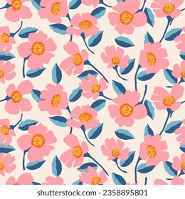 Exotic Hand drawn flowers, seamless patterns with floral for fabric, textiles, clothing, wrapping paper, cover, banner, wall art, backgrounds. vector illustration.