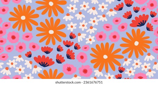Exotic hand drawn flowers, seamless patterns with floral for fabric, textiles, clothing, wrapping paper, cover, banner, home decor, abstract backgrounds.