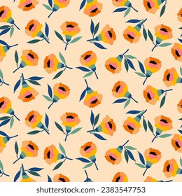 Exotic hand drawn flowers, seamless patterns with floral for fabric, textiles, clothing, wrapping paper, cover, banner, interior decor, wall art and abstract backgrounds. vector illustration.