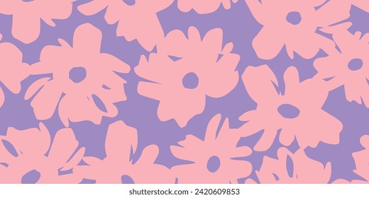 Exotic hand drawn flowers, seamless patterns with floral for fabric, textiles, clothing, wrapping paper, cover, banner, home decor, abstract backgrounds. Vector illustration.