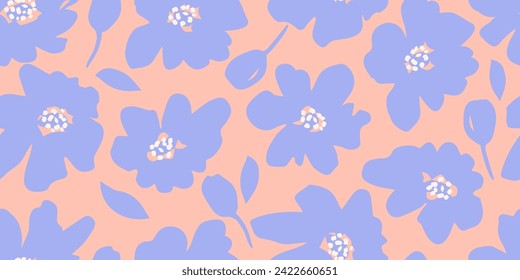 Exotic hand drawn flowers, seamless patterns with floral for fabric, textiles, clothing, wrapping paper, cover, banner, home decor, abstract backgrounds. Vector illustration.