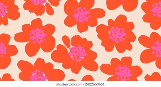 Exotische handgezeichnete Blumen, nahtlose Muster mit Blumen für Gewebe, Textilien, Kleidung, Umhüllungspapier, Deckel, Banner, Innendekor, abstrakte Hintergründe. Vektorgrafik.