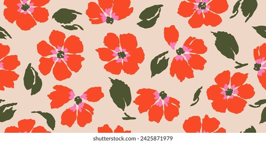 Exotic hand drawn flowers, seamless patterns with floral for fabric, textiles, clothing, wrapping paper, cover, banner, home decor, abstract backgrounds. Vector illustration.