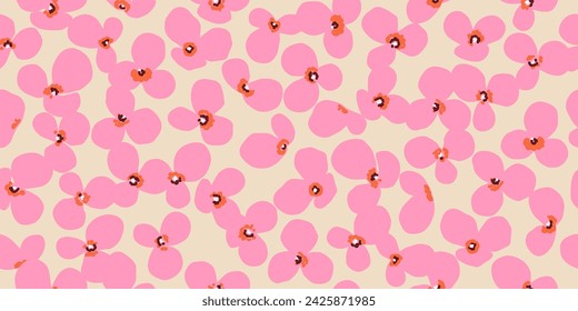 Exotic hand drawn flowers, seamless patterns with floral for fabric, textiles, clothing, wrapping paper, cover, banner, home decor, abstract backgrounds. Vector illustration.