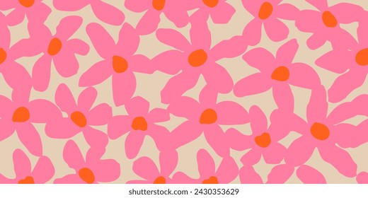 Exotic hand drawn flowers, seamless patterns with floral for fabric, textiles, clothing, wrapping paper, cover, banner, home decor, abstract backgrounds. Vector illustration.