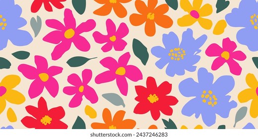 Exotic hand drawn flowers, seamless patterns with floral for fabric, textiles, clothing, wrapping paper, cover, banner, home decor, abstract backgrounds.