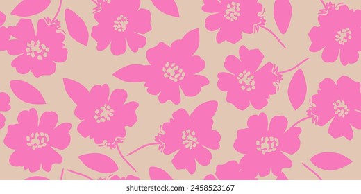 Exotic hand drawn flowers, seamless patterns with floral for fabric, textiles, clothing, wrapping paper, cover, banner, home decor, abstract backgrounds.