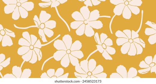 Exotic hand drawn flowers, seamless patterns with floral for fabric, textiles, clothing, wrapping paper, cover, banner, home decor, abstract backgrounds.