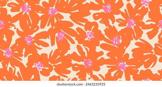 Exotic hand drawn flowers, seamless patterns with floral for fabric, textiles, clothing, wrapping paper, cover, banner, home decor, abstract backgrounds.