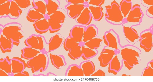 Exotic hand drawn flowers, seamless patterns with florals, These repeated and decorative designs are used for packaging, decorating, interior design, wallpapers, banners, background and more.