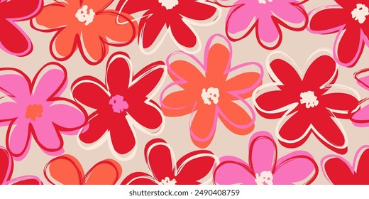 Exotic hand drawn flowers, seamless patterns with florals, These repeated and decorative designs are used for packaging, decorating, interior design, wallpapers, banners, background and more.