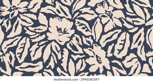 Exotic hand drawn flowers, seamless patterns with floral for fabric, textiles, clothing, wallpaper, cover, banner, interior decor, abstract backgrounds. Vector illustration.