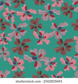 Exotic hand drawn flowers, seamless patterns with floral for fabric, textiles, clothing, wrapping paper, cover, banner, interior decor, abstract backgrounds. vector illustration.