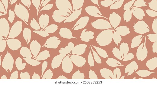 Flores dibujadas a mano exóticas, patrones sin costuras con flores para tela, textiles, prendas de vestir, Fondo de pantalla, cubierta, Anuncio, decoración de interiores, fondos abstractos. Ilustración vectorial.