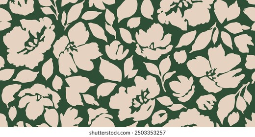 Exotic hand drawn flowers, seamless patterns with floral for fabric, textiles, clothing, wallpaper, cover, banner, interior decor, abstract backgrounds. Vector illustration.