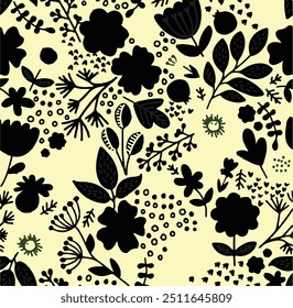 Flores dibujadas a mano exóticas, patrones sin costuras con flores para tela, textiles, prendas de vestir, papel de regalo, cubierta, Anuncio, decoración del hogar, fondos abstractos.
