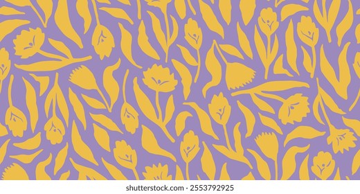 Exotic hand drawn flowers, seamless patterns with floral for fabric, textiles, clothing, wrapping paper, cover, banner, home decor, abstract backgrounds. Vector illustration.