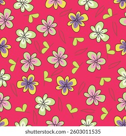 Exotic hand drawn flowers, seamless patterns with floral for fabric, textiles, clothing, wrapping paper, cover, banner, home decor, abstract backgrounds. Vector illustration.