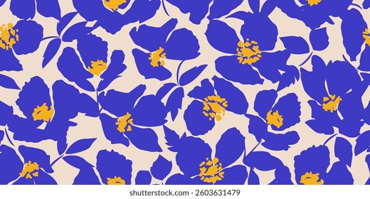 Exotic hand drawn flowers, seamless patterns with floral for fabric, textiles, clothing, wallpaper, wall art, cover, banner, home decor, abstract backgrounds.