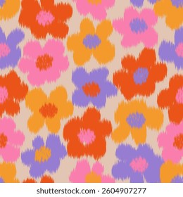 Exotic hand drawn flowers, seamless patterns embroidery ethnic style with floral for fabric, textiles, packaging, wallpaper, wall art, home decor, abstract backgrounds. Vector illustration.