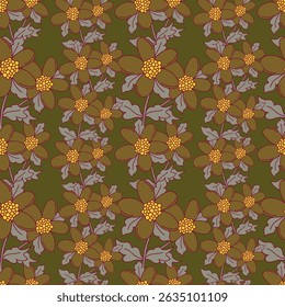 Exotic hand drawn flowers, seamless patterns with floral for fabric, textiles, clothing, wrapping paper, cover, banner, home decor, abstract backgrounds. Vector illustration